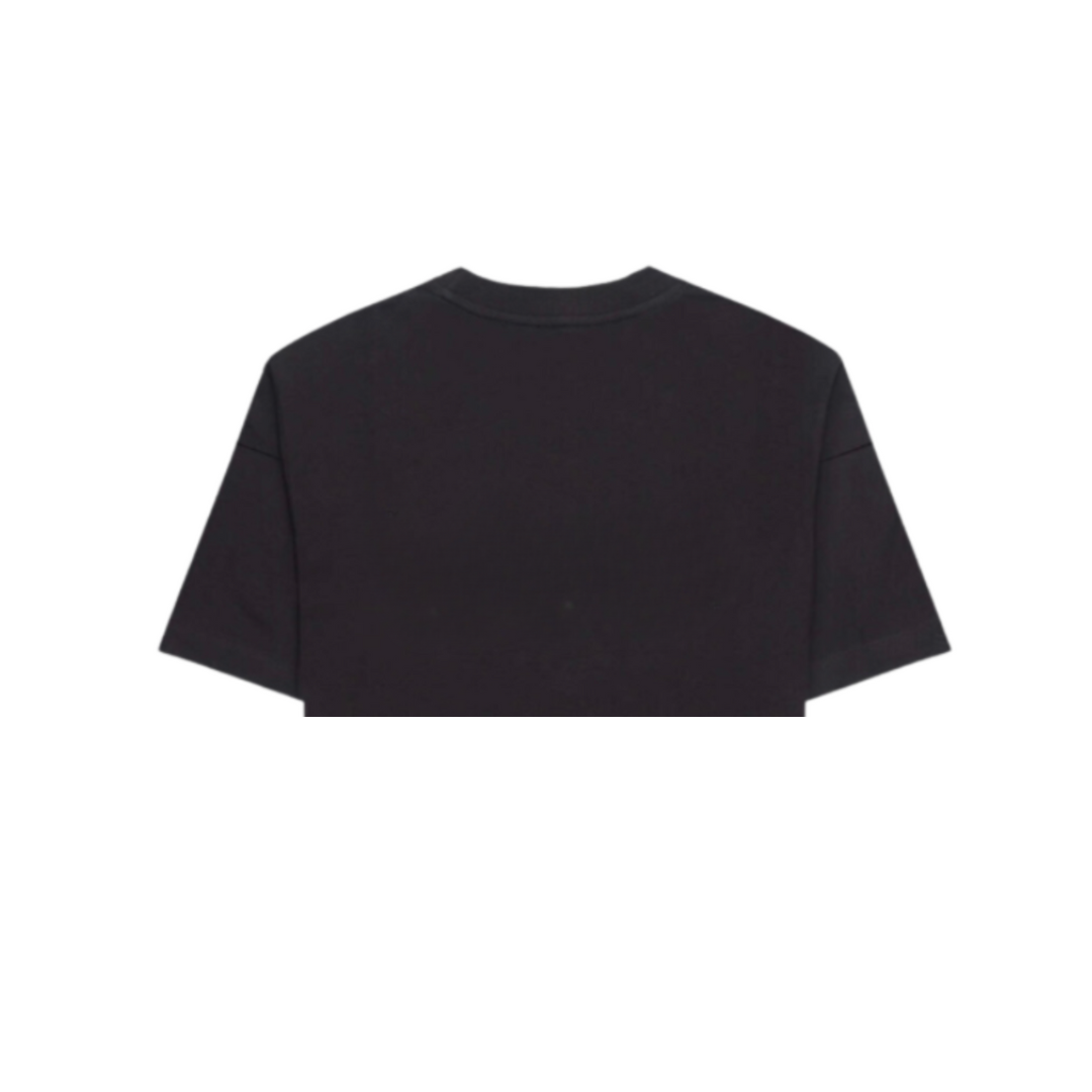 T-SHIRT CROP NERA LOGO RICAMATO